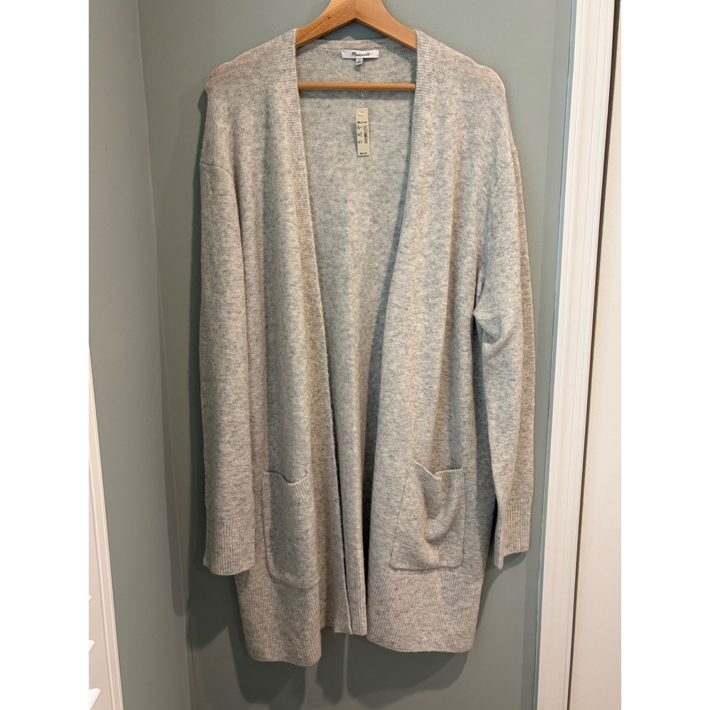 Madewell Kent Cardigan Sweater Heather Grey Merino Alpaca Blend G9611 XL NEW
